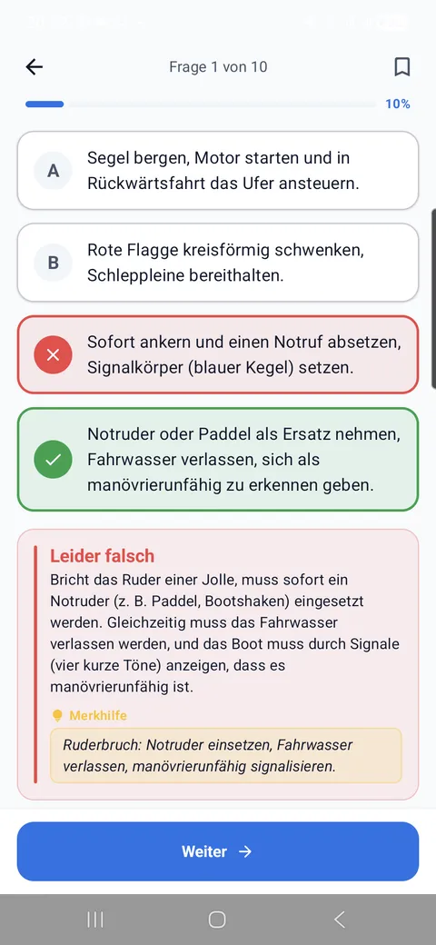 Boatpass App – Fehler-Training